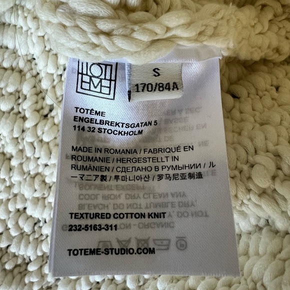 Toteme Women's Textured Oversized Cream Cotton Sweater Small - Picture 7 of 9